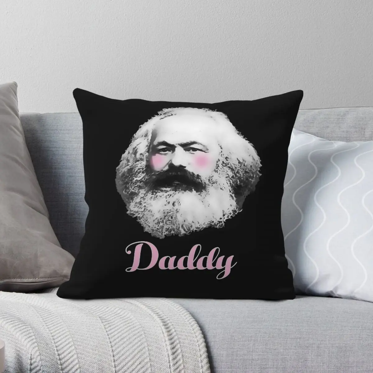 Karl Marx The Daddy Square Pillowcase Polyester Linen Velvet Printed Zip Decorative Home Cushion Case