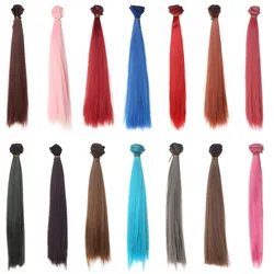 high temperature bjd hair 25cm black pink brown white grey color long straight wig hair for handmade fabric art doll accessory