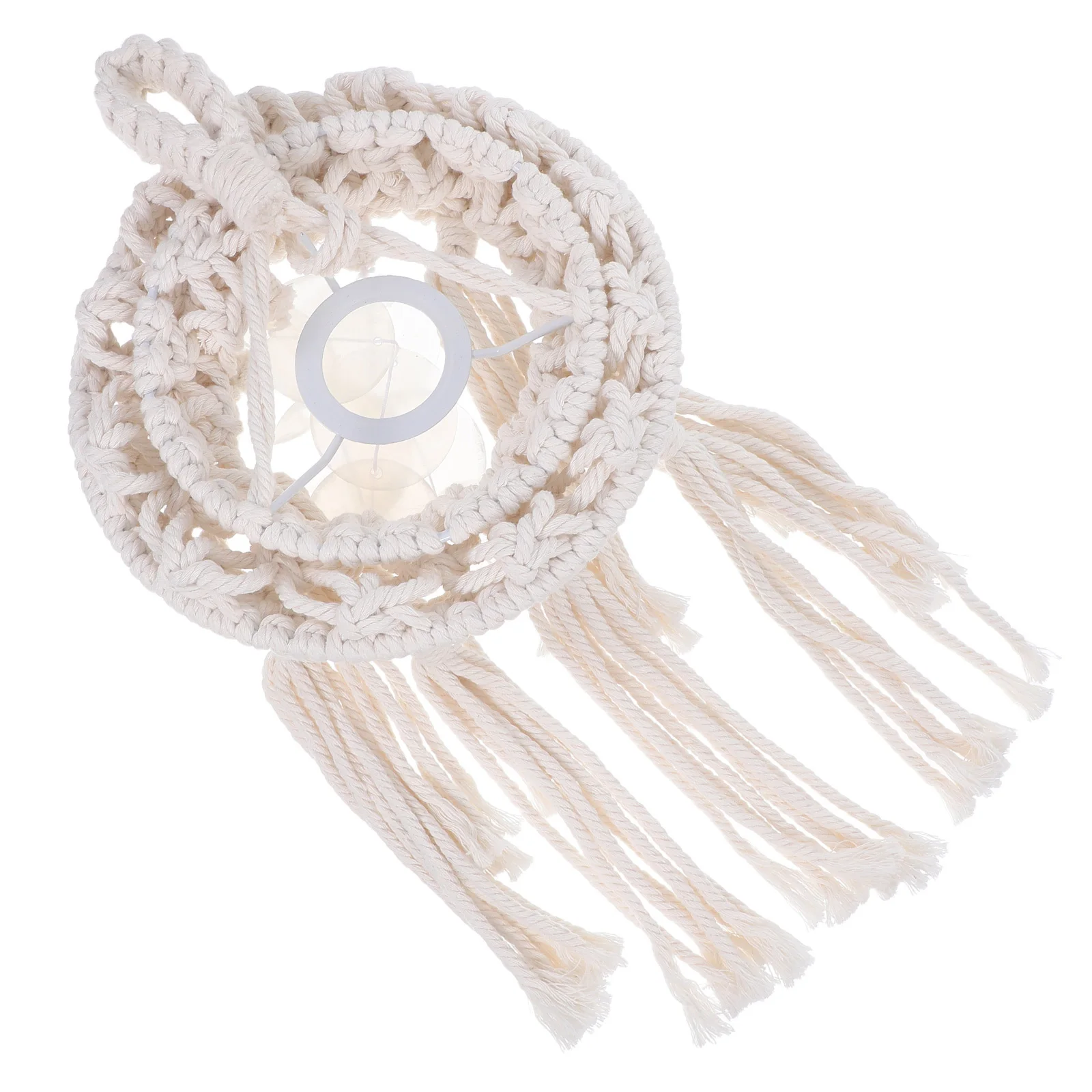 

Hand Woven Bohemian Lamp Shade - Breathable Cotton Knitted Light Cover for Bedroom Living Room Study Decorative Table Lamp