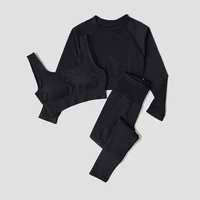 Women's Sportswear Yoga Set Workout Clothes Athletic Wear Sports Gym Legging Seamless Fitness Bra Crop Top Long Sleeve Yoga Suit - Image 4
