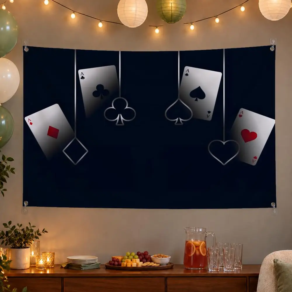 Bold Pattern Spade Flags Wall Hanging Banner Indoor Outdoor Party Home Wall Decor Backdrop