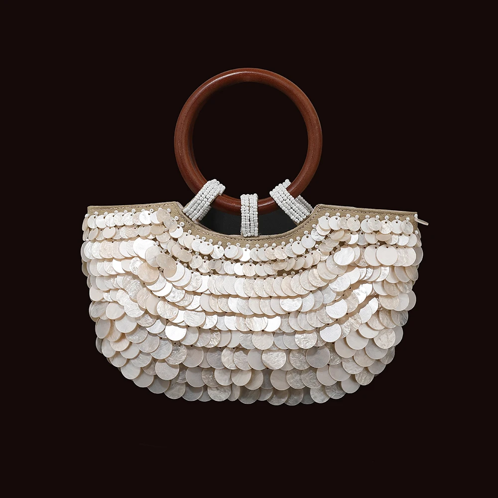 

New handmade beaded shell evening party handbag - French wedding gift bag - Premium style beach vacation bag