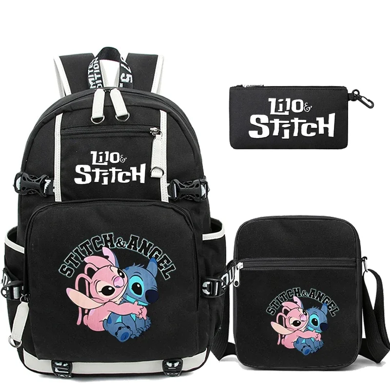 Sn88 3 pcs/set Disney Lilo stitch large capacity backpack with handbag penccase for girl boy back to school bookbag ruckks * #2