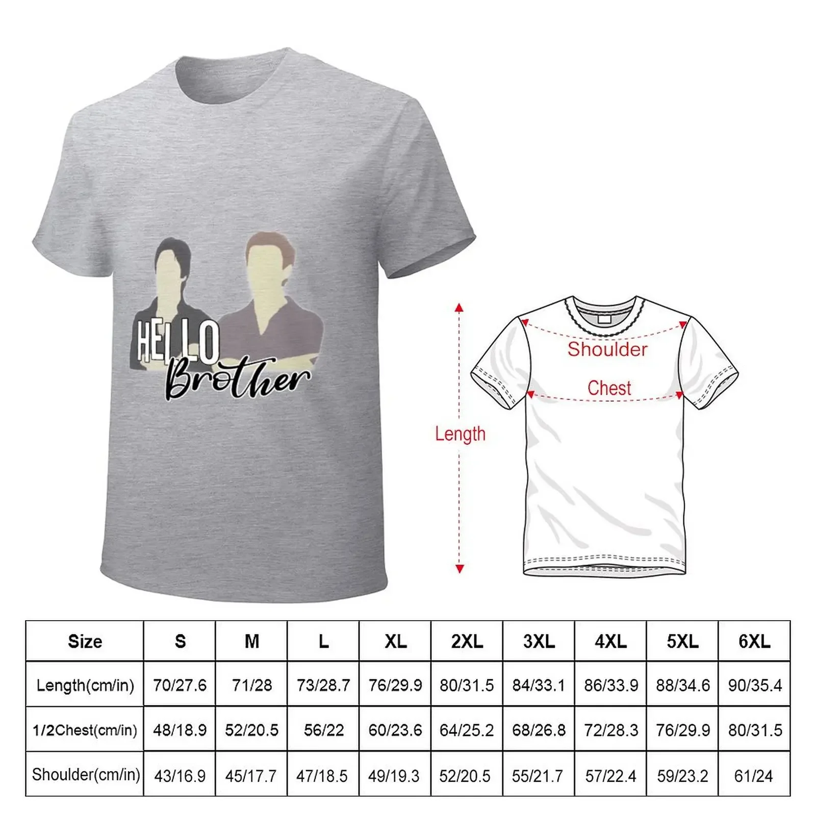 Hello brother Damon Salvatore T-Shirt graphic shirts heavyweights tee shirts for men