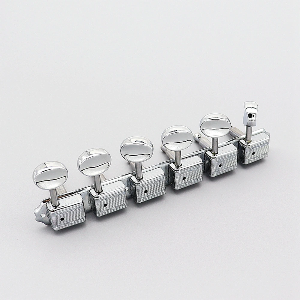 6 In line Guitar Tuning Pegs Tuners Small Concave Handle Machine Heads Wilkinson WJ 55S Black/Chrome