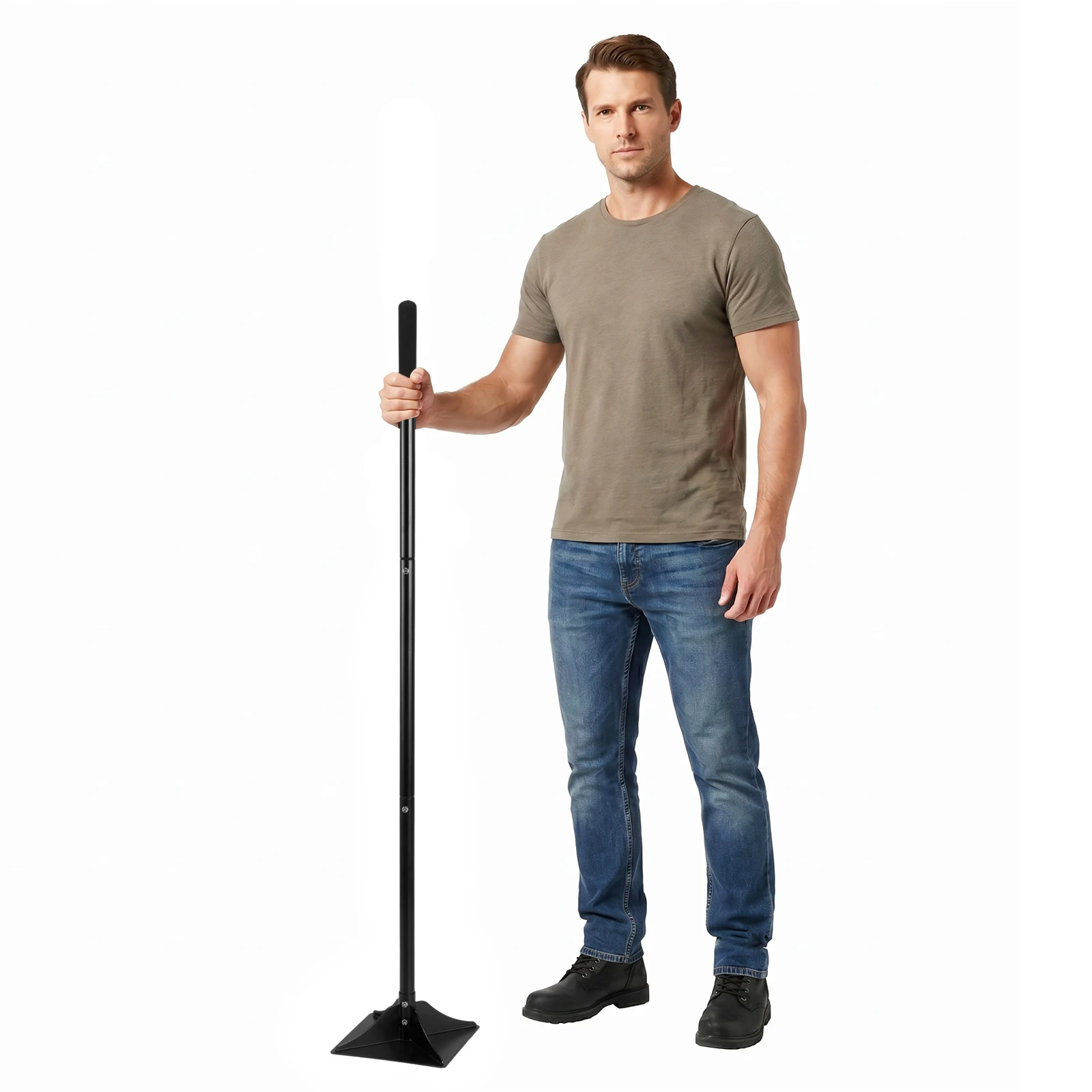 10x10in Detachable Steel Garden Tamper with Comfortable Rubber Grip Manual Garden Leveler 48inch Handle Ground Leveler for Yard Landscaping and Repair Work (10Inch)