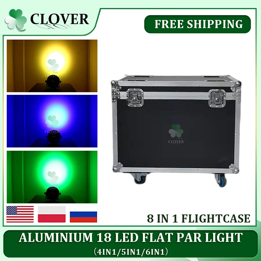 

No Tax 1Pcs Flycase For Aluminum Alloy LED Flat Par 18x12W/18x18W RGBWA Lights Wall Washer Wireless DMX 512 DJ Disco Party