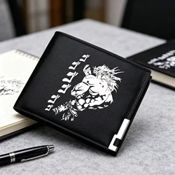 JoJo's Bizarre Adventure Boys Short Wallets Pu Leather Black Money Purse Anime Men Wallets Kujo Jotaro Couple ID Card Holders