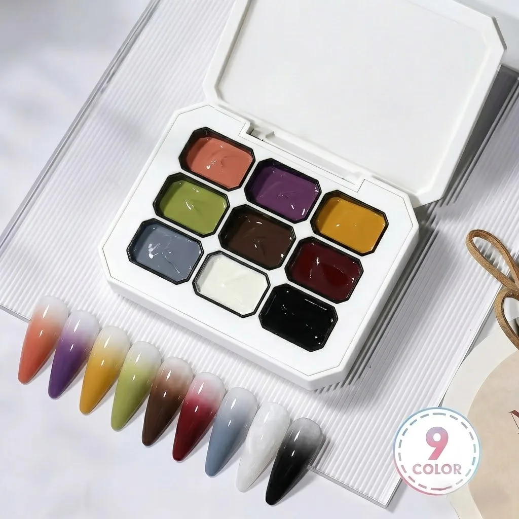 9-Color Solid Nail Polish, Pink, Purple, Green, Red Painting Gel, High Saturation Popular Solid Nail Polish, Used for Nail Art