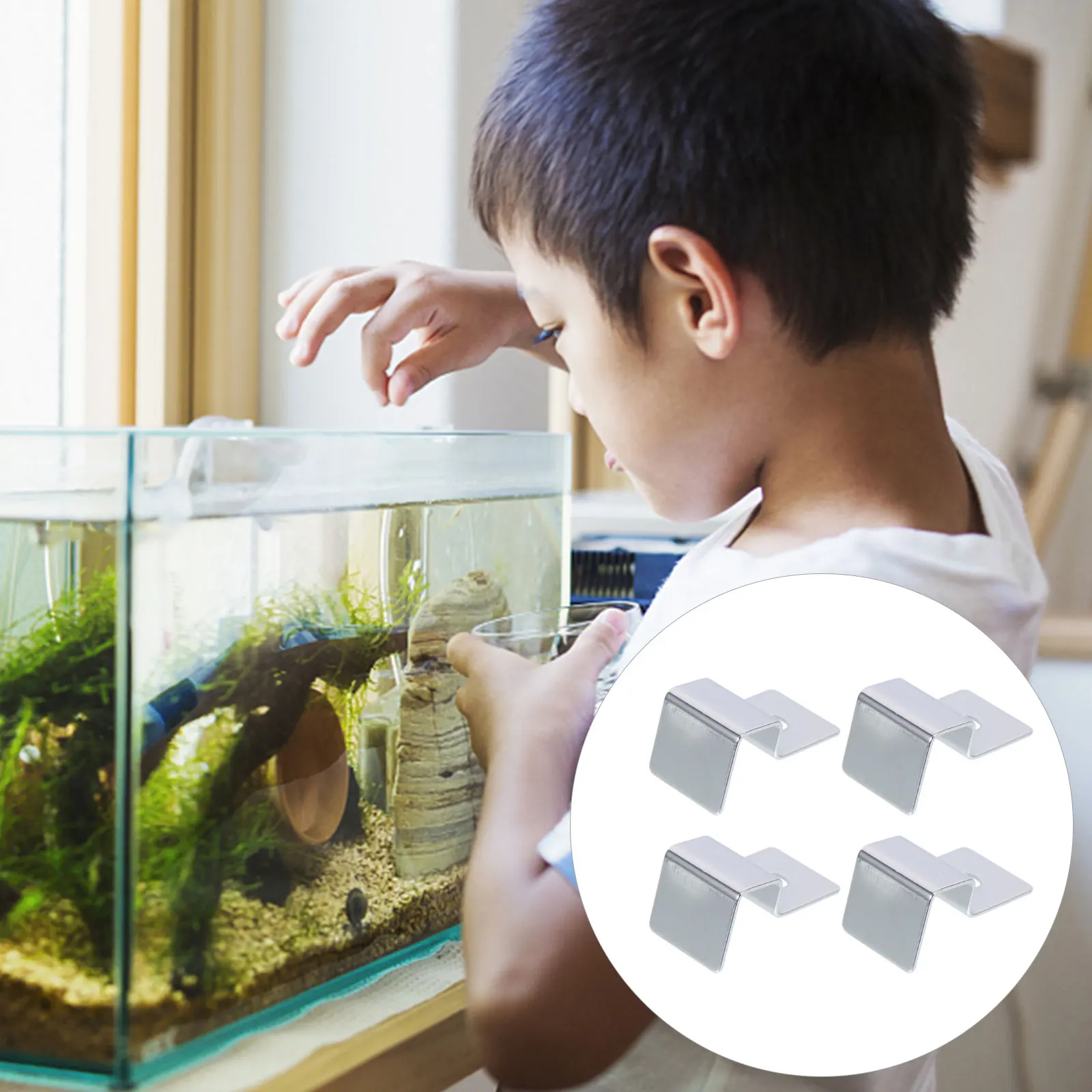 

4pcs Fish Tank Cover Holders Stainless Steel Sturdy Aquarium Lid Racks Glass Fish Tank Support Brackets Durable Easy Install