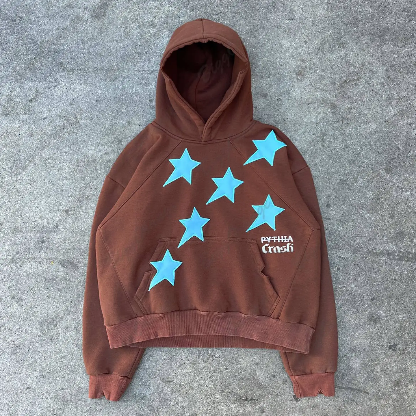 

INS New Star Bevel Print High Quality Sweater Casual Brown High Street Queue Hoodie Autumn and Winter Men and Women sweatshirt