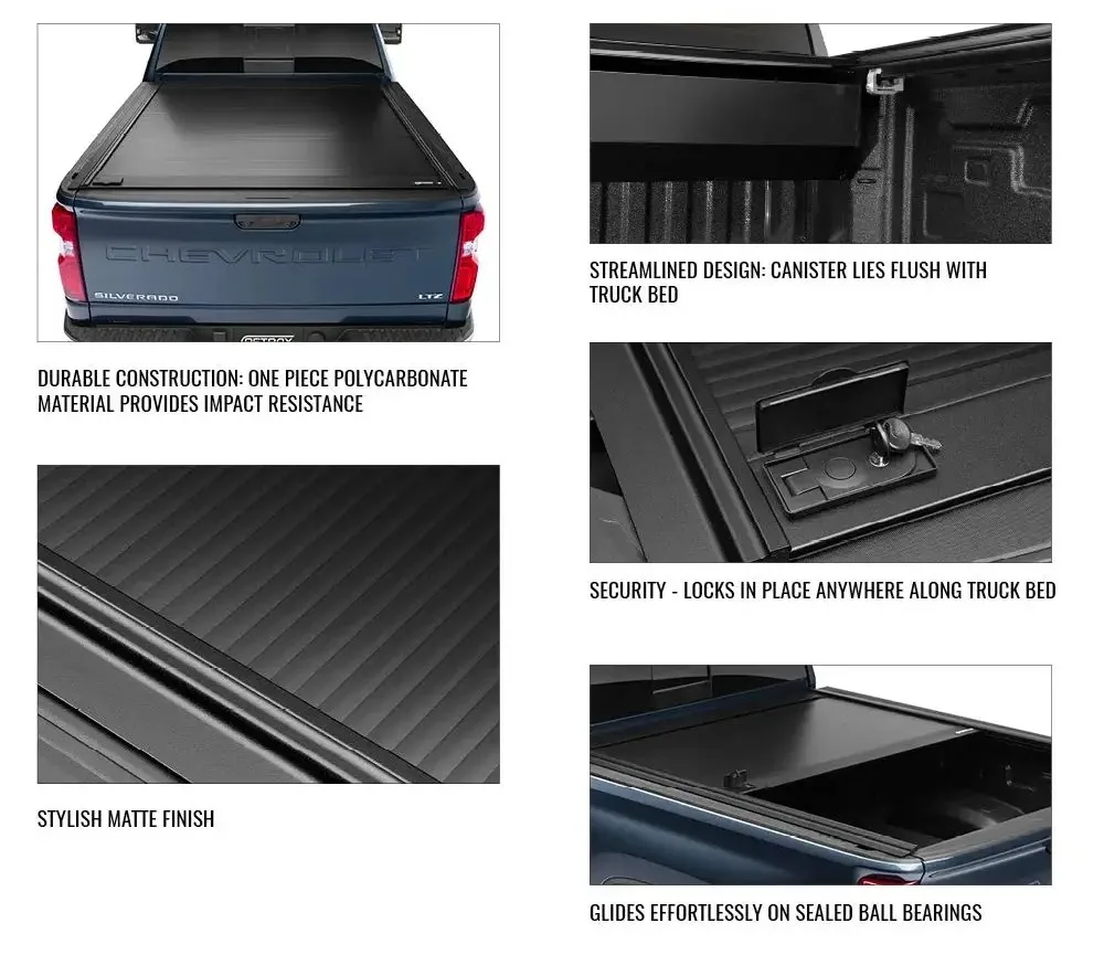 Ex-factory price retractable Truck Bed Tonneau Cover for 2019 - 2023 GMC Silverado Sierra, works multifunction Flex tailgate