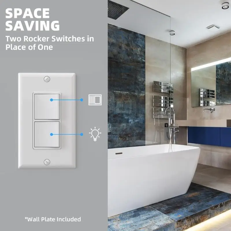 Toggles Light Switches Single Poles Combination Decorator Switches for North Americans Standard Wall Plate Easy M4YD