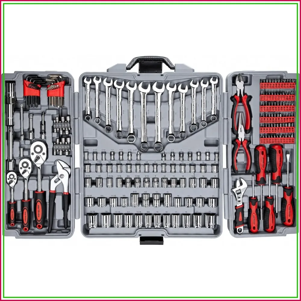 205-Piece Ratchet Wrench Tool Set SAE/Metric Socket Kit with Carry Case