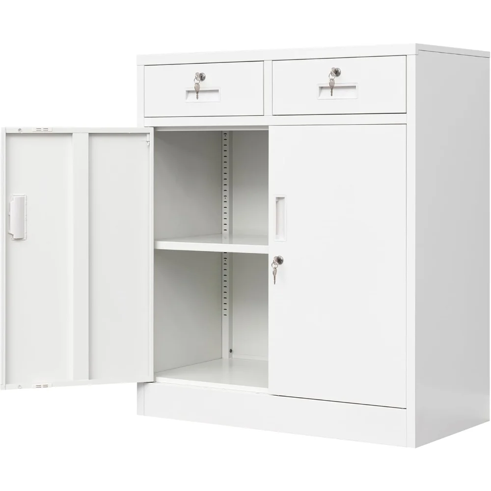 

Metal Garage Storage Cabinets，Metal File Cabinet with 2 Locking Drawers, Lockable Storage Cabinets for Office, Home, Garage
