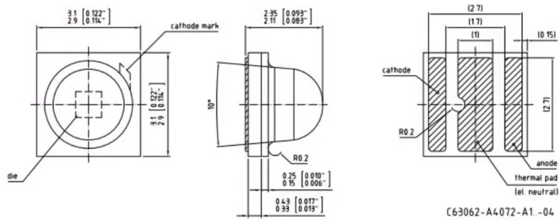 LUWCN7N high-power 3030 white light 1W3W ball head 80 degree LED light
