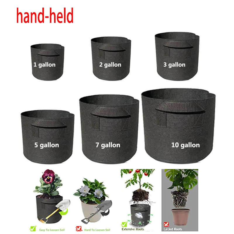 2 3 5 10 Gallon Plant Grow Bags Garden Tools Fabric Pot Jardim Home Gardening Flowers Plant Growing Grow