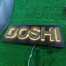 Customized Outdoor Gold Color Stainless Steel Back Lit Wall Signboard, Halo Lighting Company Logo Name Hotel LED Letters Signs