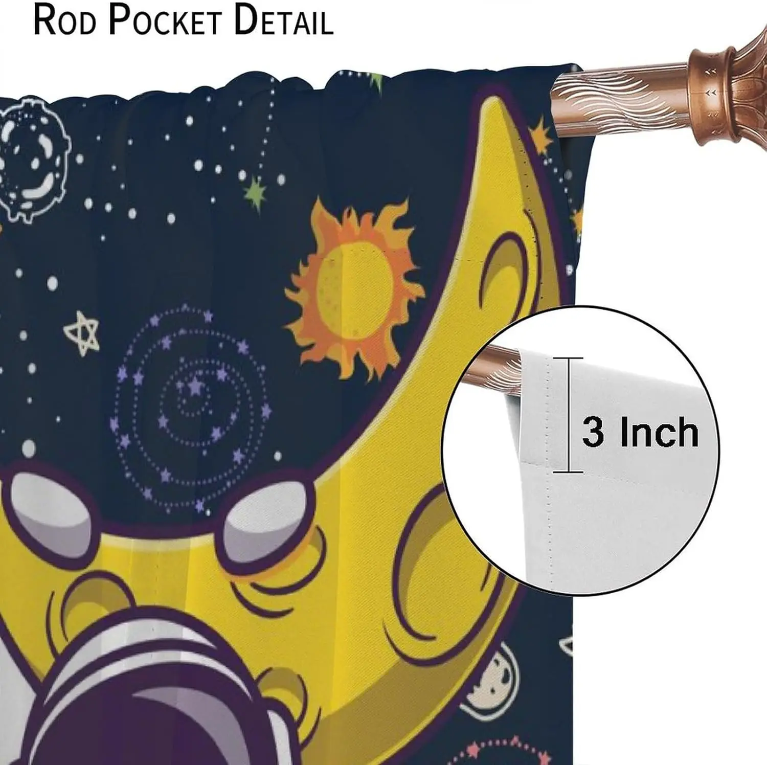 Astronaut Curtains for Boys Bedroom,Space Cartoon Funny Spaceman with Earth Moon Rod Pocket Window Treatment Insulated Drapes