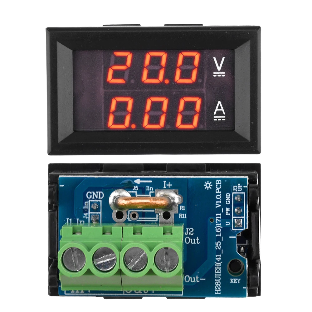 DC 7-100V 20A 50A LED Digital Voltmeter Ammeter Blue + Red Dual Display Amp Volt Meter Gauge Panel for Car Motocycle