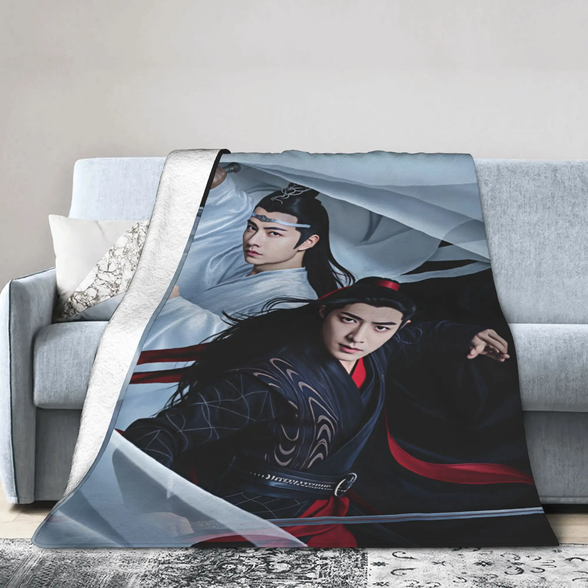 WangXian Bunny Mo Dao Zu Shi The Untamed Flannel Blankets Warm Bedding Throws for Home Decor Office Bedspread Sofa Bed Cover