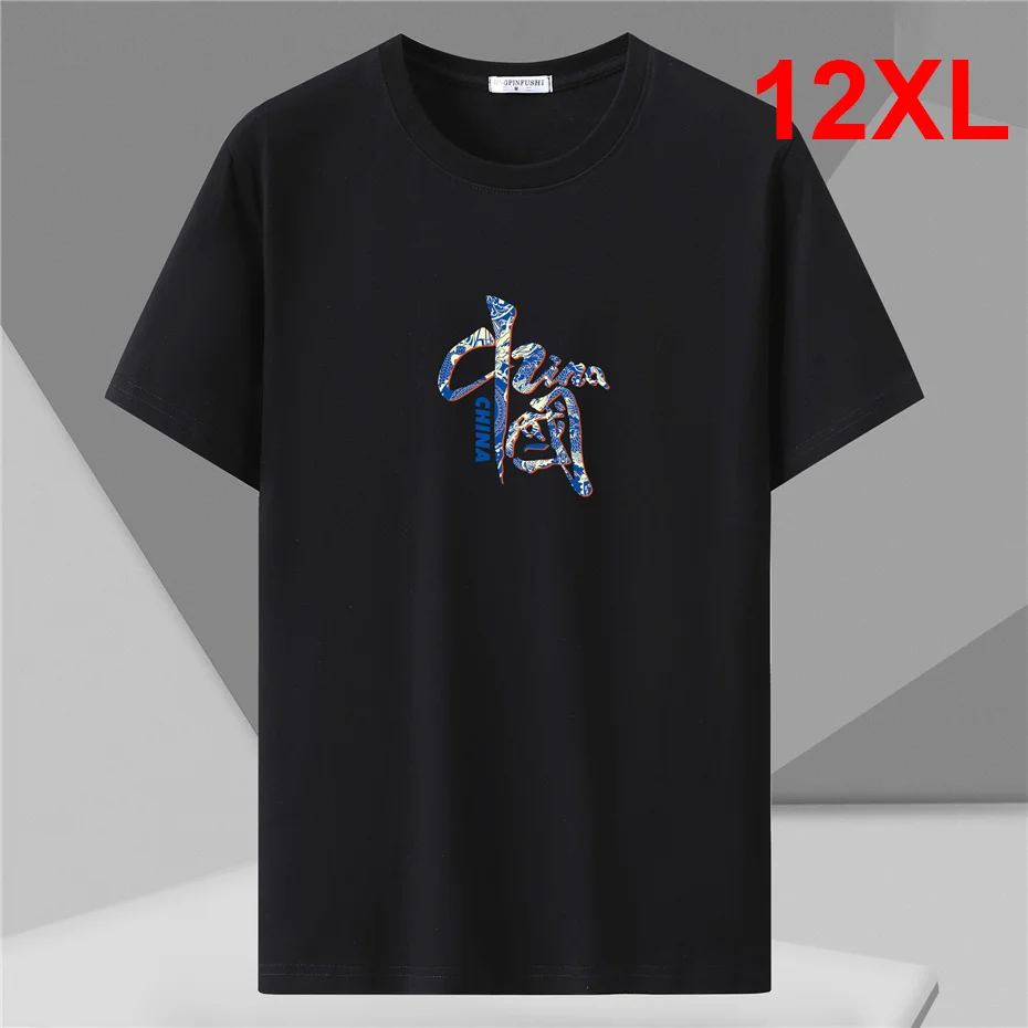 

9 Color Summer T-shirts Men Plus Size 10XL 12XL Tshirt Casual Short Sleeve Tops Tees Male Cotton T Shirt Big