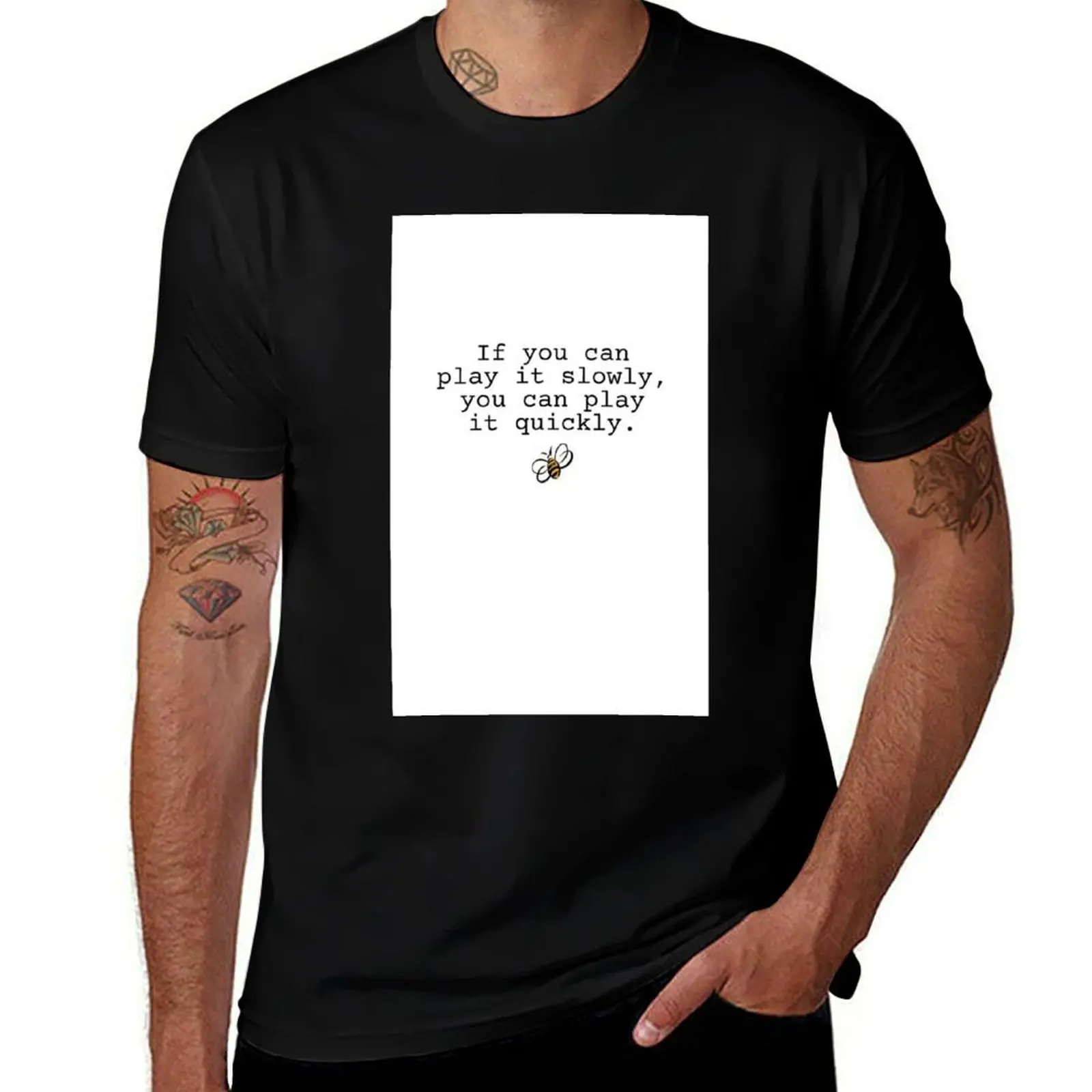 Two set violin - if you can play it slowly, you can play it quickl T-Shirt No Iron Casual Short Sleeve Top T-Shirt