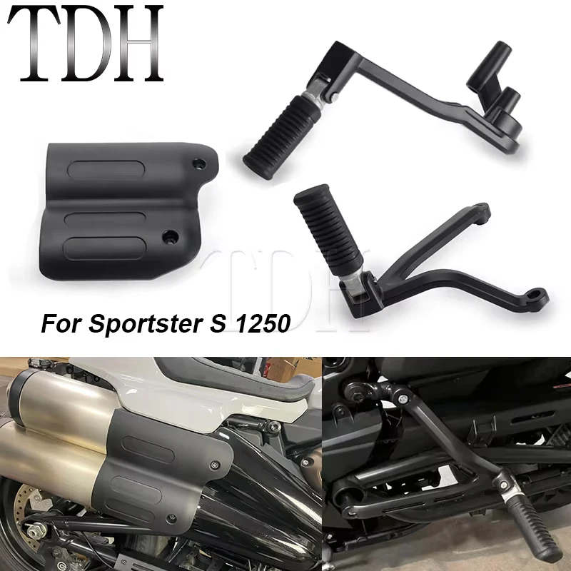 For Harley Sportster S 1250 Motorcycle Passenger Footpeg Support Kit RH1250 RH 1250 S Foot Peg Pedal Footrest Exhaust Pipe Cover