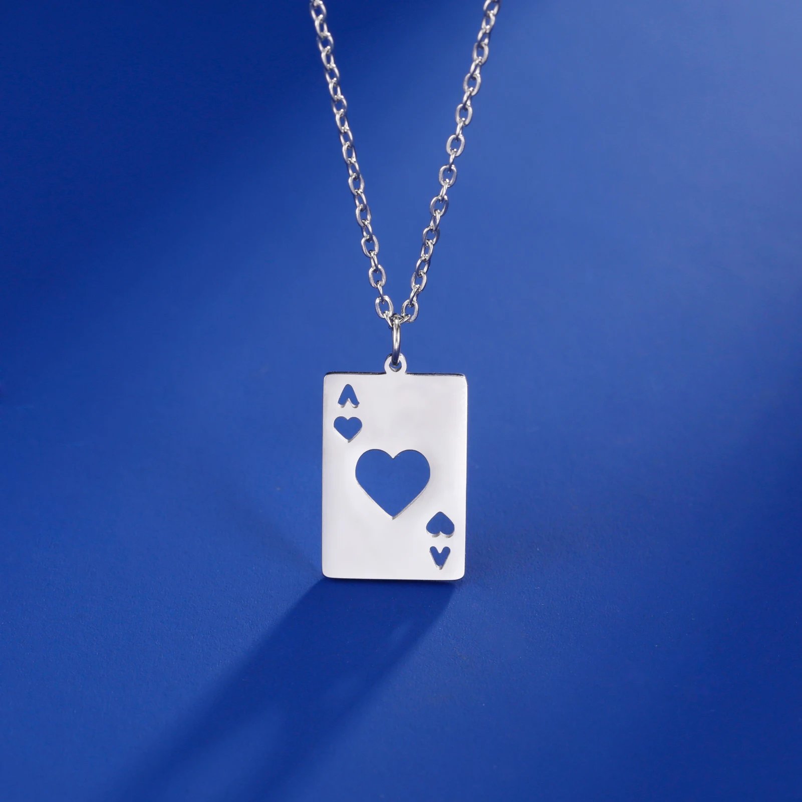 Hip Hop Poker Card Ace of Spades Necklace Stainless Steel Lucky Pendant Neck Chain for Women Playing Cards Jewelry Gifts