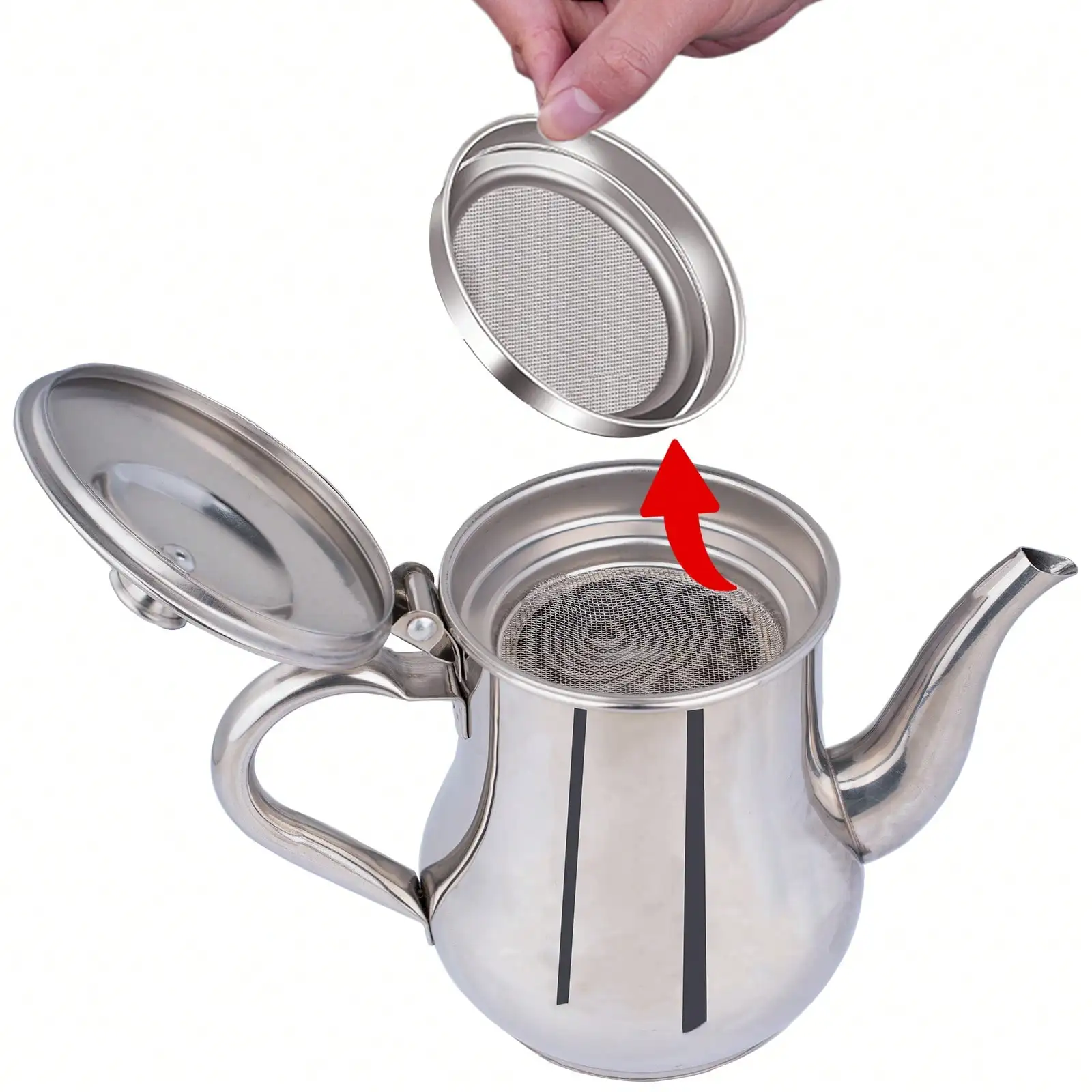 

1PC Stainless Steel Oil Pot Household Oil Filter Pot with Filter Screenseparate Oil Residue Kitchen Soy Sauce Bottle with Lid