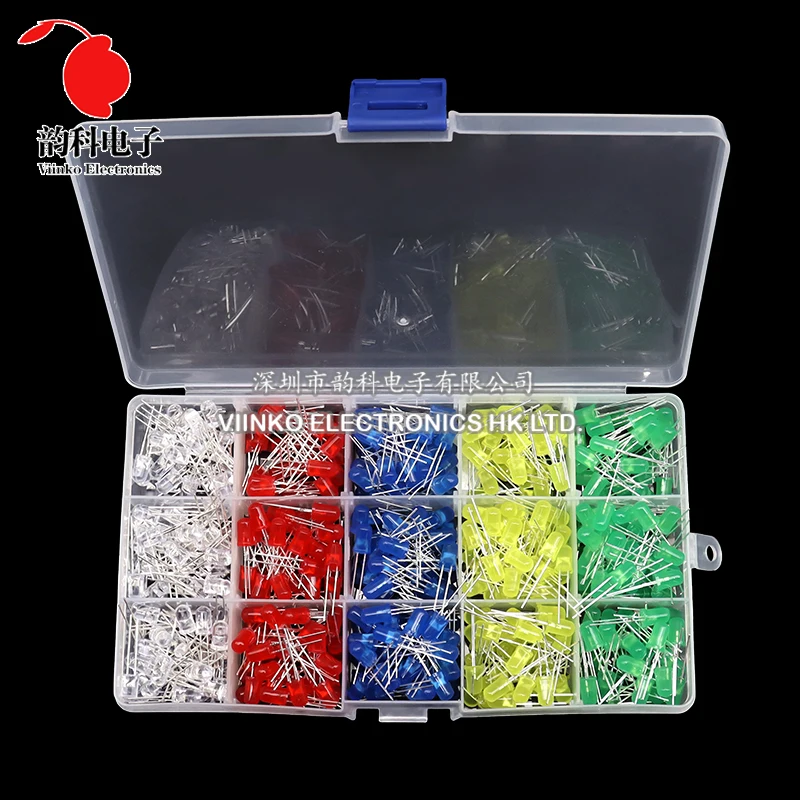 3MM 5MM diodi emettitori di luce Kit elettronico Box F3 F5 LED diodo Kit assortito bianco verde rosso blu giallo arancione