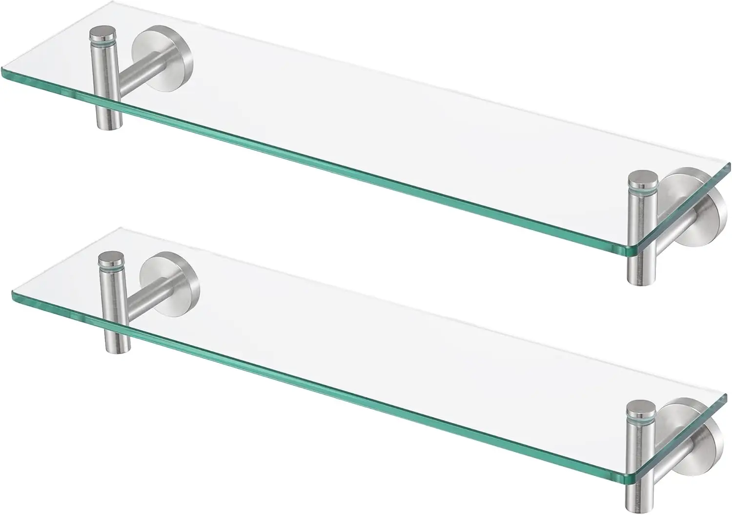 

20-дюймовые плавающие стеклянные полки с нержавеющими кронштейнами из нержавеющей стали, настенная матовая отделка, 2 шт.