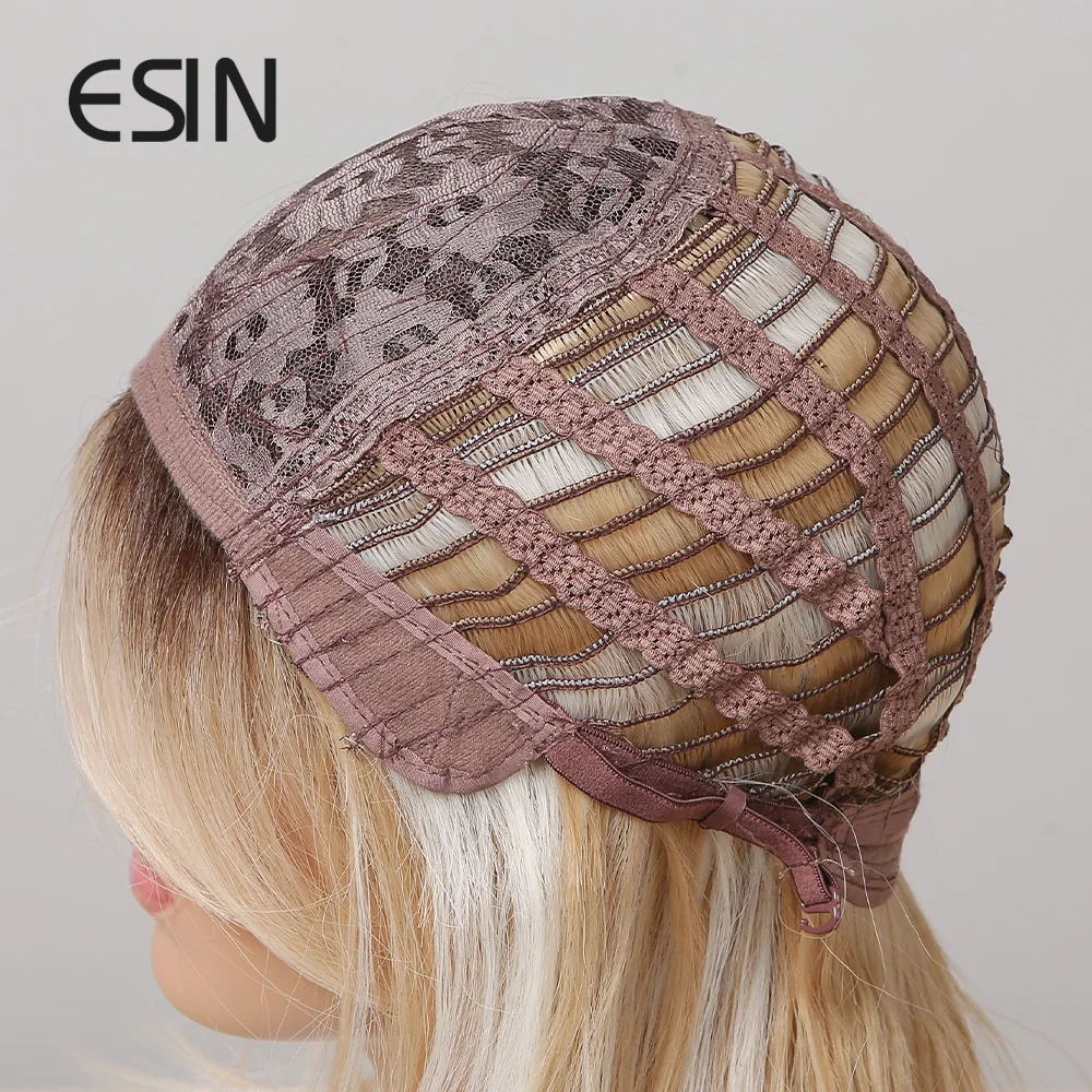 ESIN Long Ombre Blonde Wigs For Women Layered Natural Synthetic Hair Wig With Bangs Cosplay Heat Resistant Synthetic Wig image 6