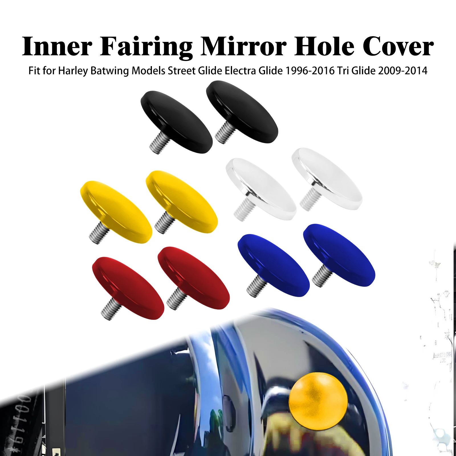 

Motorcycle Inner Fairing Mirror Holes Cover Plugs For Harley Touring Batwing Electra Street Glide FLHX FLHT 1996-2016 Tri 09-14