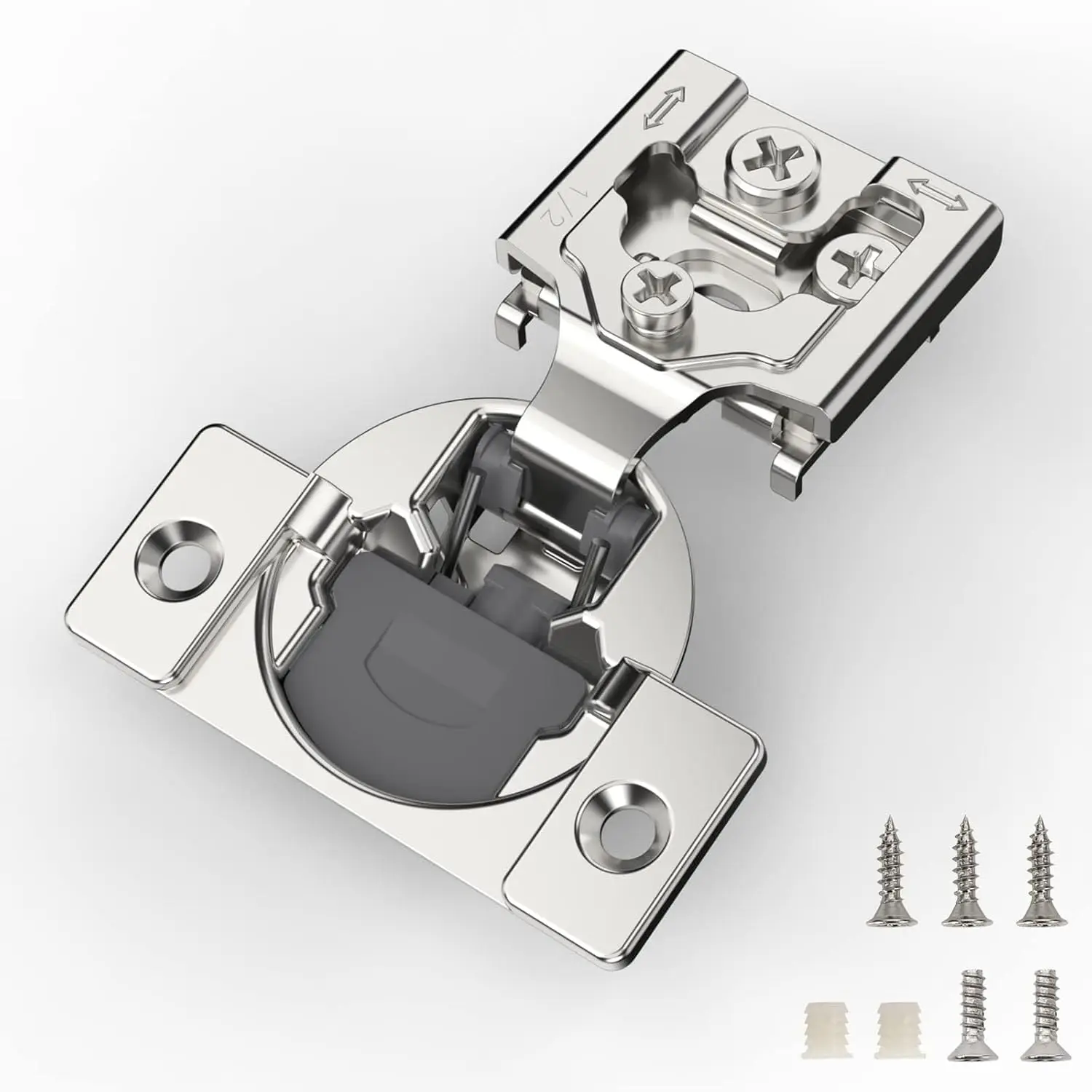 

50 Pieces 1/2 Inch Soft Close Cabinet Hinges, Stainless Steel, 105° Opening Angle, Concealed Self-Closing with 3-Way Adjustment