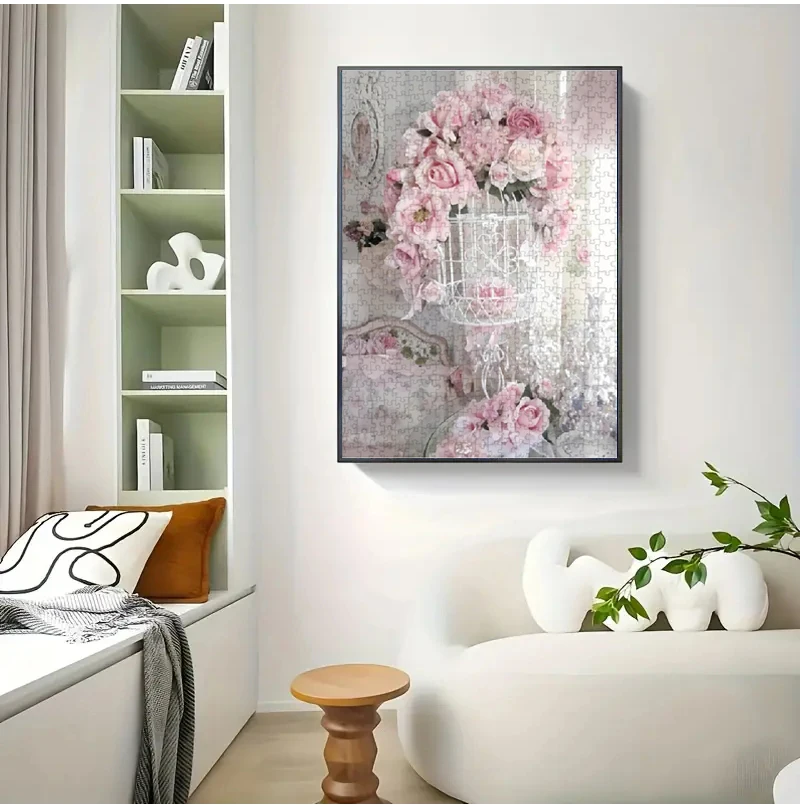 70cm * 50cm 1000 stücke rosa Nelken Blumen puzzle Erwachsenen Stress abbau schöne Landschafts malerei Puzzle Home Wand dekoration