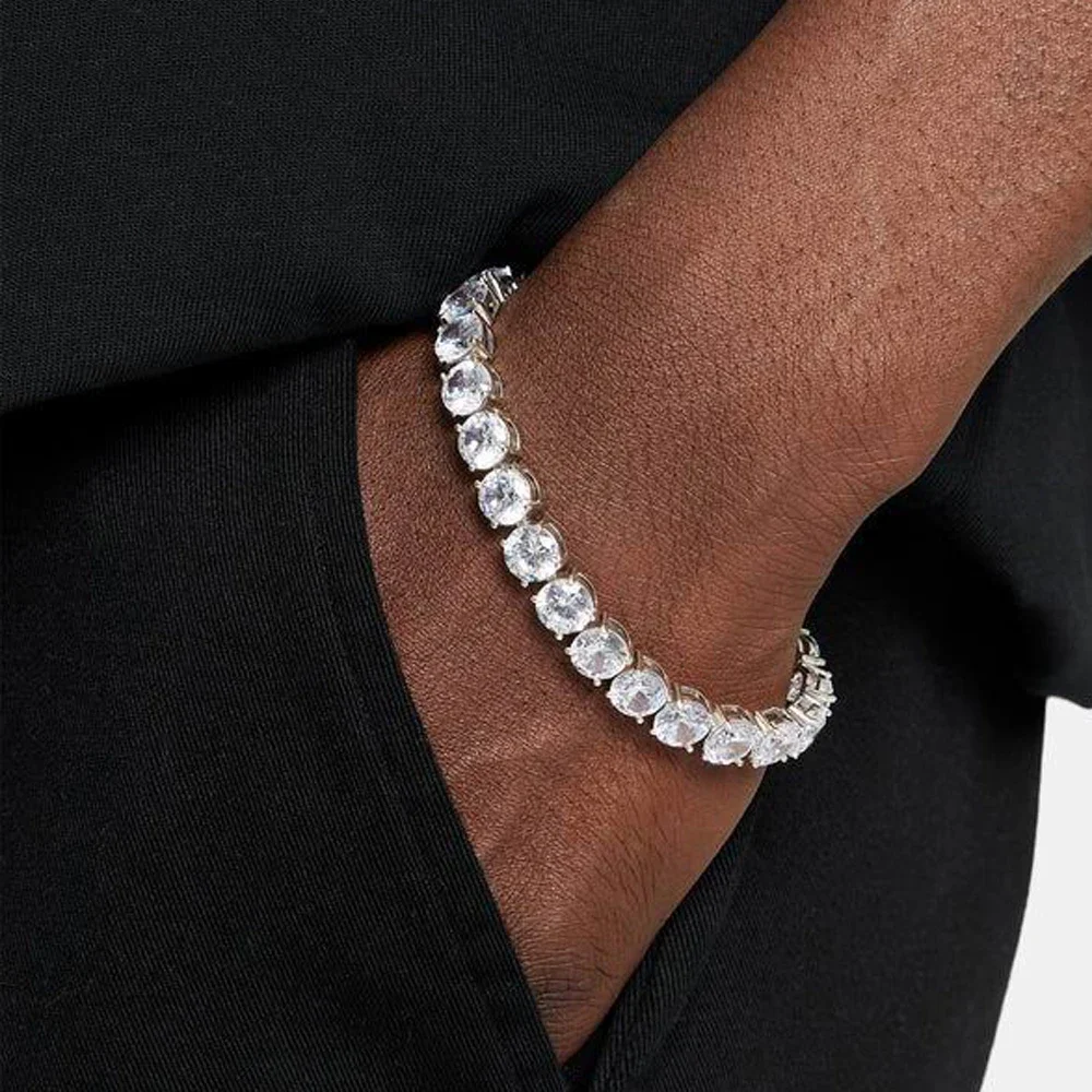 موضة جديدة فاخرة كبيرة 8 مللي متر تشيكوسلوفاكيا تنس سلسلة مثلج خارج 5A مكعب زركونيا سوار النساء فتاة الهيب هوب بلينغ إثارة مجوهرات الزفاف