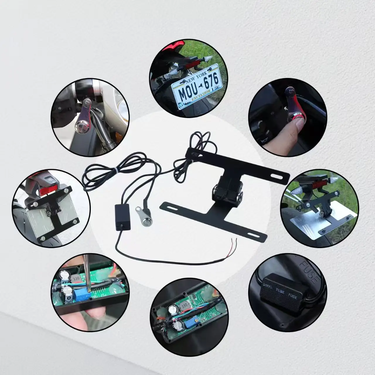 KTM 1290 Duke لوحة ترخيص زر التبديل قسط إطار قوس قابل للتعديل - تحكم جهد لوحات ترخيص الدراجات النارية #1