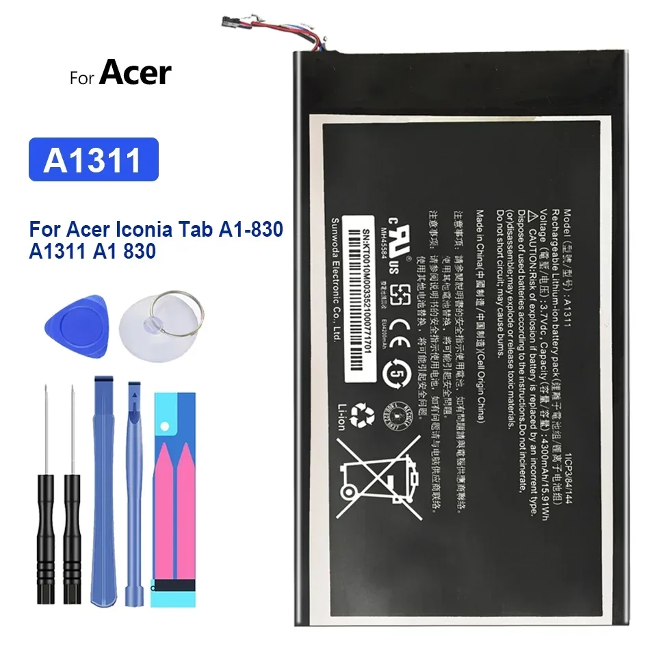 

Replacement Battery For Acer Iconia Tab A1-830, A1311, A1, 830, 4300mAh, Batterij, + Tracking Number