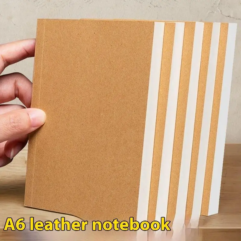 A6 Pocket Notebook 128 Sheets (256 Pages) Lined Blank/Grid Pages Thickened Kraft Paper Cover Compact Notepad