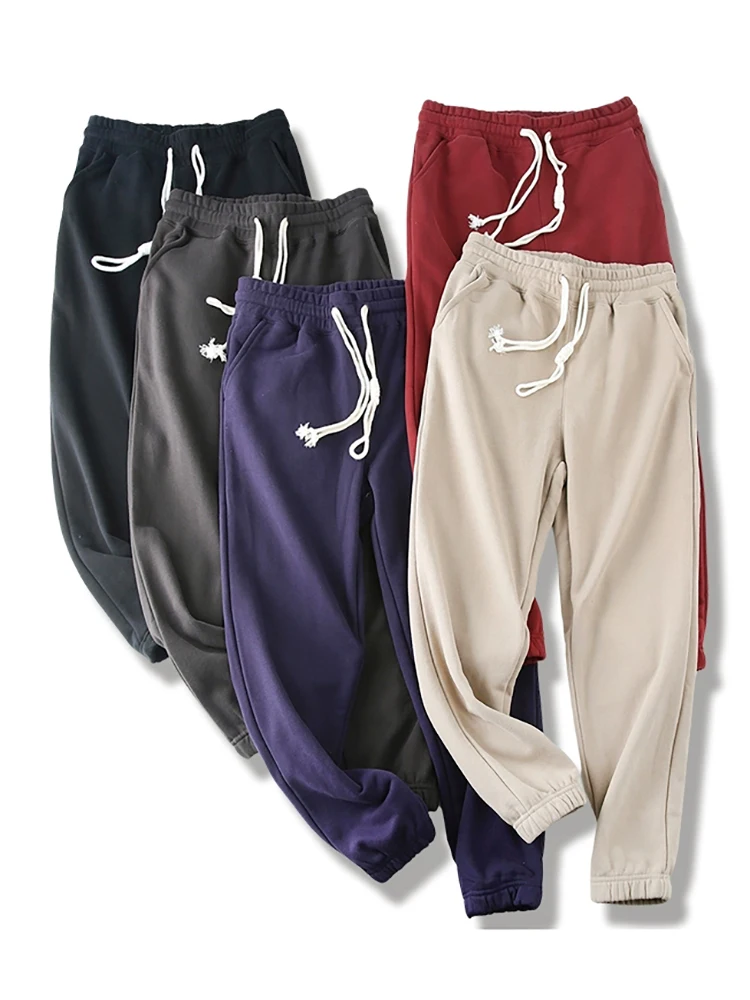 

Мужские теплые повседневные брюки из плотного хлопка в американском ретро-стиле, универсальные, с манжетами, молодежные, трендовые, осенне-зимние