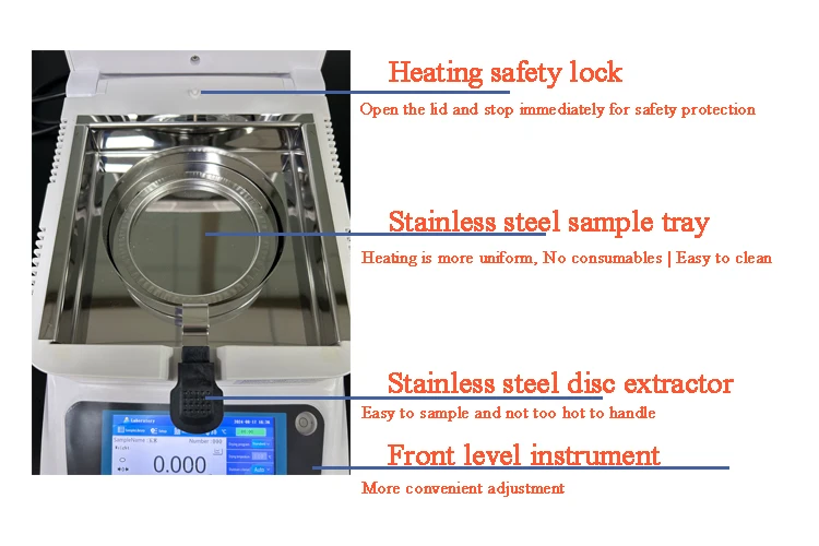 محلل الرطوبة للحبوب الذرة الحبوب مقياس الرطوبة شاشة تعمل باللمس عالية الدقة معدات المختبرات الهالوجين م