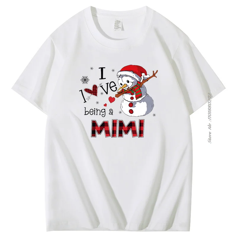 Christmas Snowman I Love Being A Mimi Funny Print T Shirt Fashion Casual Cotton High Quality Short Sleeve T-Shirts Mens Clothes