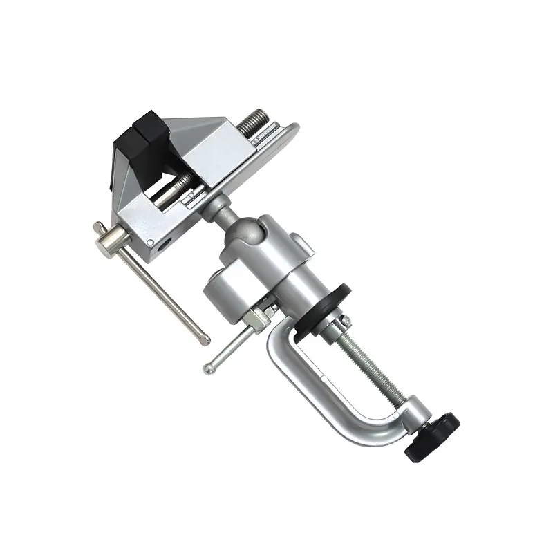 360° Rotatable Aluminum Alloy Forged Bench Vise Heavy Duty Portable Table Clamp Vise for Woodworking Craft Jewelry Making Tool