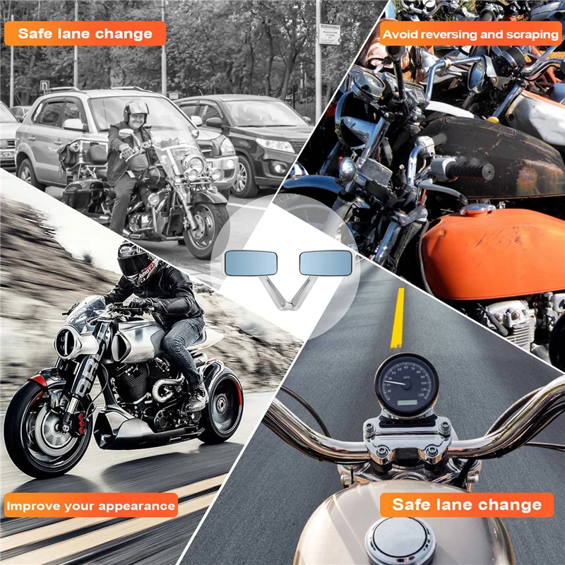 

Motorcycle Rearview Mirrors Chrome 8/10Mm For Honda Suzuki Yamaha