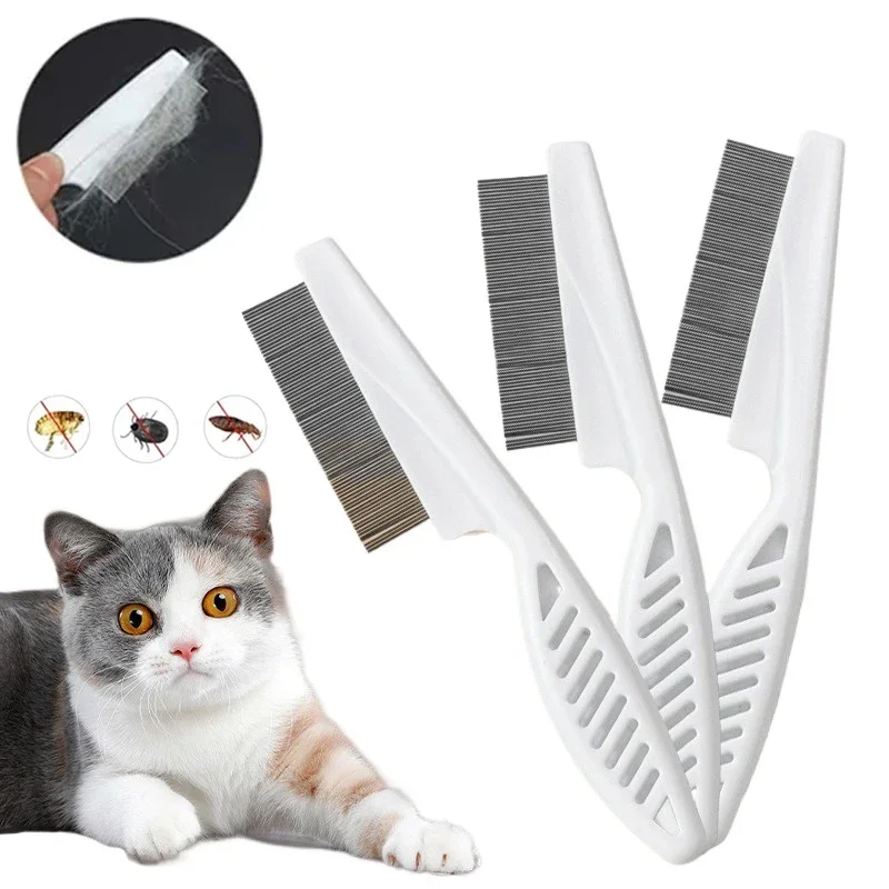 

Stainless Steel Flea & Deshedding Comb for Cats & Dogs - Gentle Pet Grooming Tool