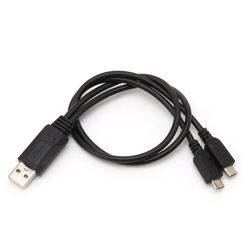 38cm przenośny USB męski uniwersalny Micro USB podwójny męski Adapter Y kabel splittera