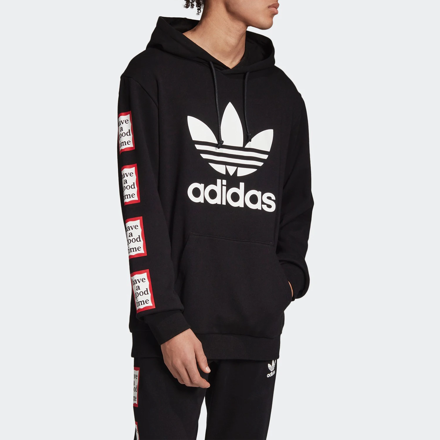 Adidas Authentic Three Leaves Men's Classic Casual Knit Hooded Sweatshirt EK0214