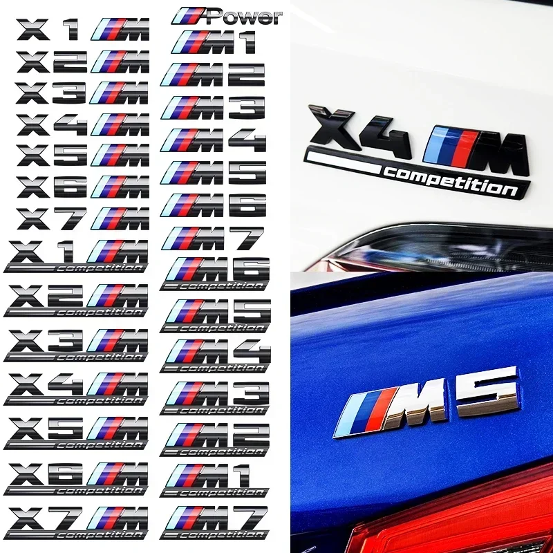 ABS Chrome car rear Trunk Emblem sticker styling power competition logo for BMW M M1 M2 M3 M4 M5 M6 M7 X7M X2M X3M X4M X5M X6M