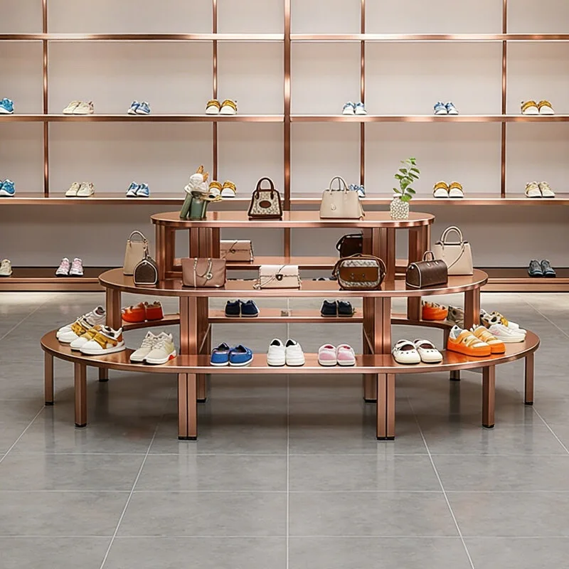 stainless steel rose, the gold florist, and the shoe, bag, and ornaments are placed in the center